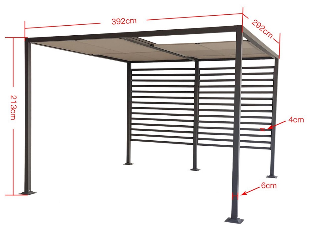 Gartenpavillon Pergola Gazebo Amun 3x4 m Sonnenschutz Überdachung Jet-Line