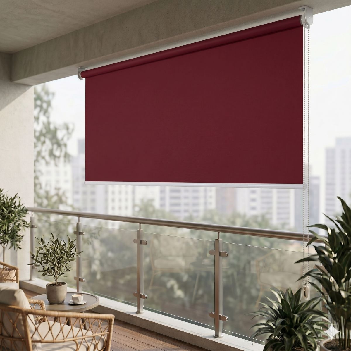 Vertikalmarkise Balkonmarkise Beschattung Sichtschutzrollo140 x 230 cm bordeaux Garten Terrasse