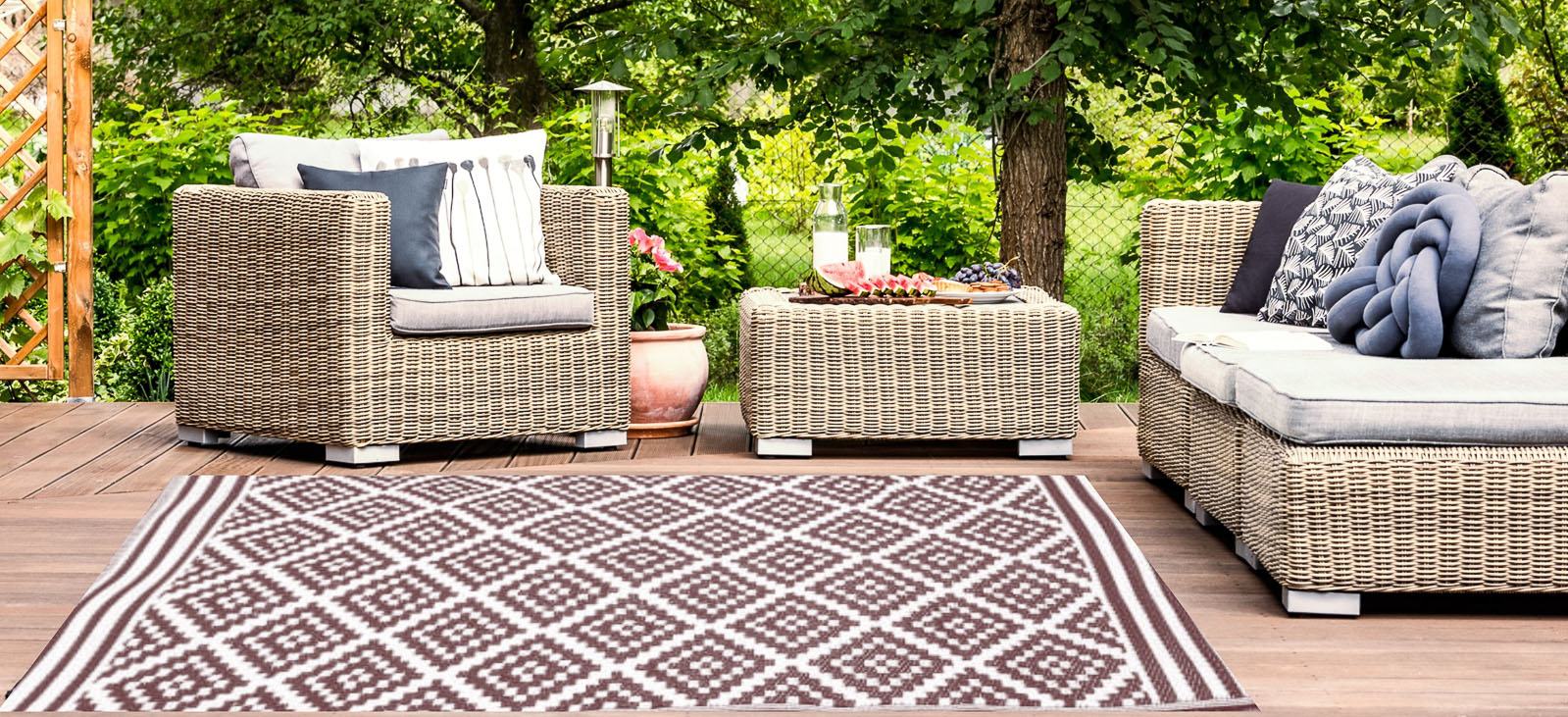 Garten Teppich Kunststoffteppich Austin braun 150x240cm Terrasse Balkon von Jet-Line