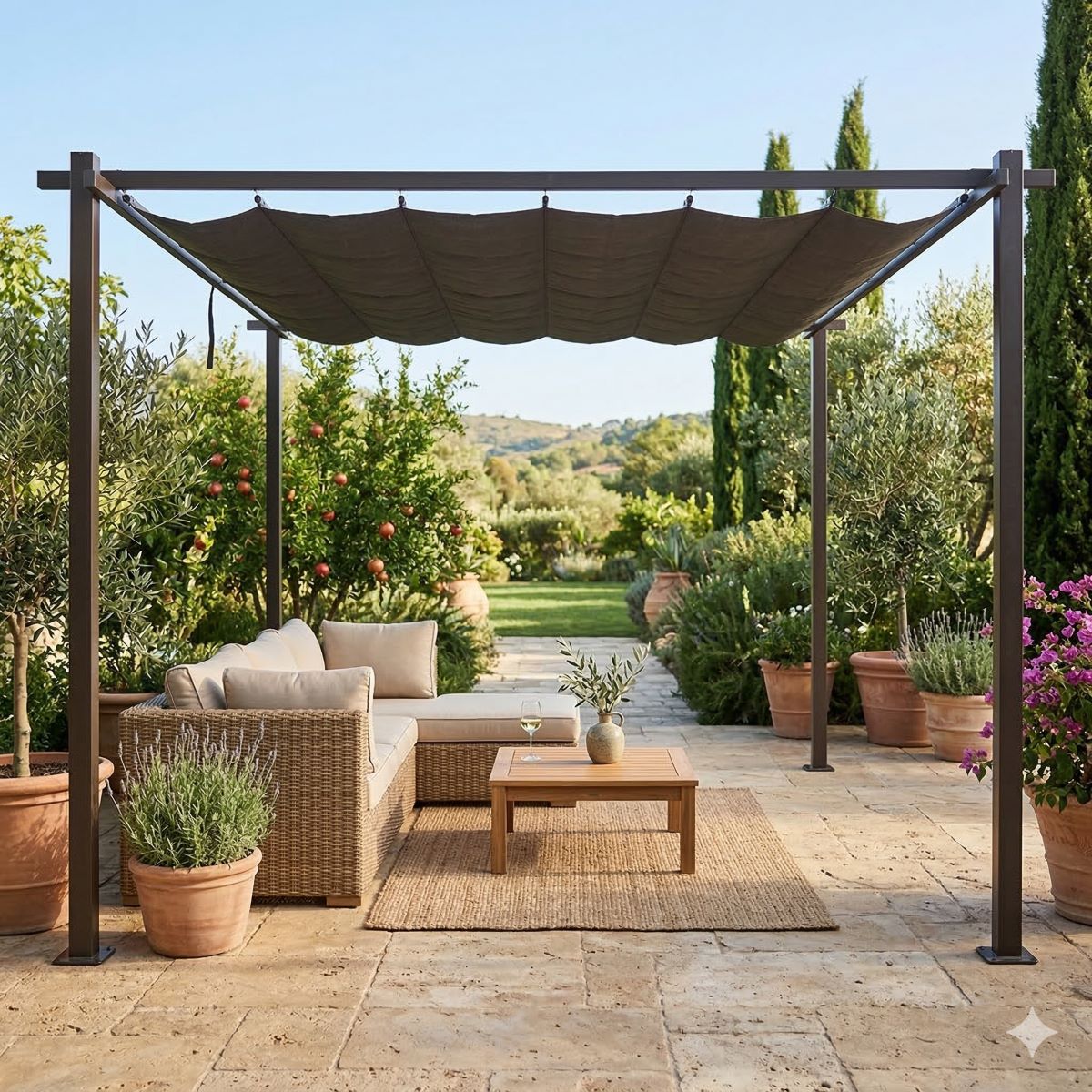 Jet-line | Pavillon Luxor Light | Pergola Überdachung | Sonnenschutz | Terrasse | Garten | anthrazit