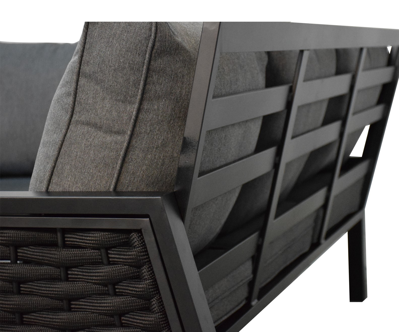 Gartenmöbel Garten lounge ARIANA schwarz 3-Teilig mit Kissen Garten Terrasse Balkon Wetterbeständig