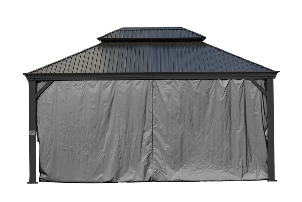 Pavillon Gartenpavillon 3x3,65 anthrazit DAMASKUS aus Aluminium mit festem Dach UV-Schutz
