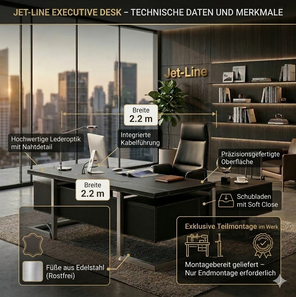 Chefschreibtisch VENEDIG links schwarz