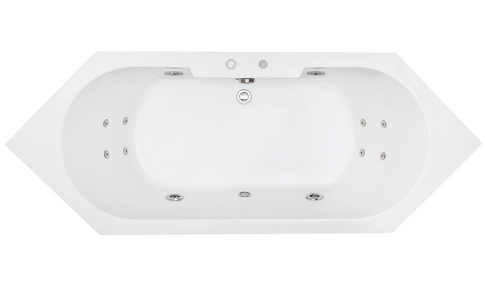 Whirlpool Indoor Spa  Badewanne VILLA MEDICI 209 x 80.5 cm weiss mit Massagedüsen,LED
