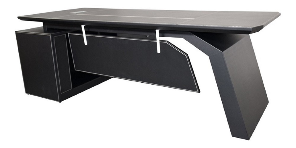 Büromöbel Chef Schreibtisch Managerschreibtisch Büroschreibtisch PITTSBURGH schwarz 2,2x1,85x 0,76 m