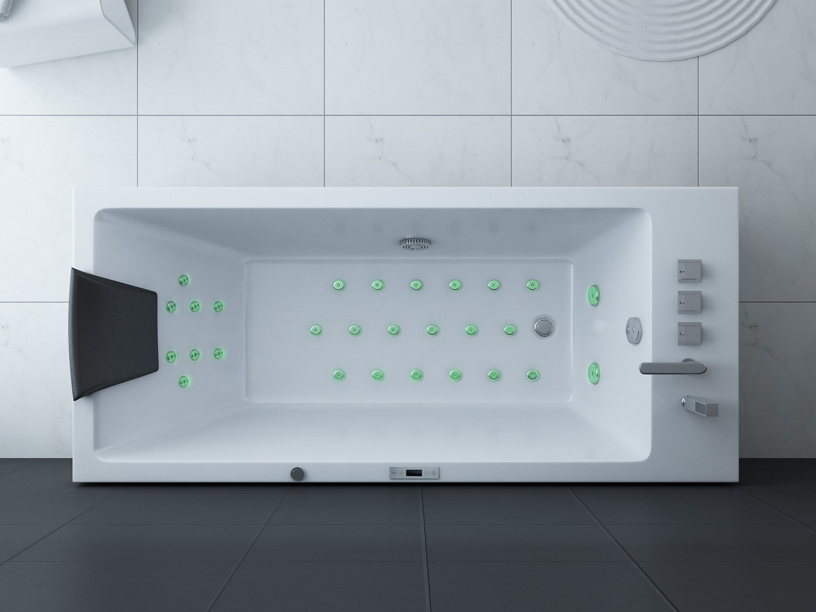 Whirlpool Indoor Spa Badewanne Whirlwanne VILLA ANTONELLI weiß 1800x 800 mm mit LED