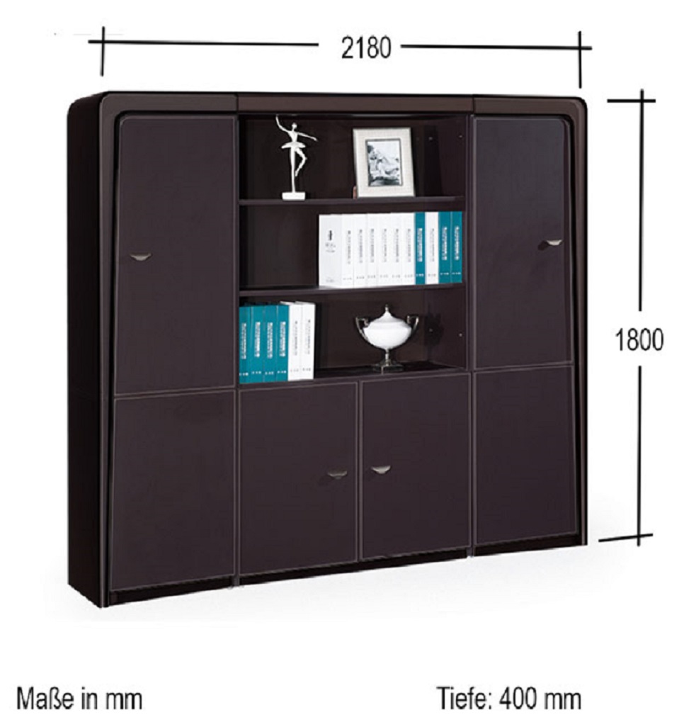 Büromöbel Büro Schrank Aktenschrank Pompeji schwarz 2.18x1.8x0.4m Büro Homeoffice Arbeitszimmer