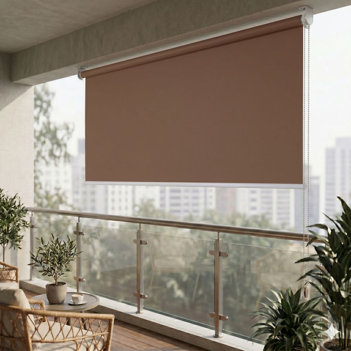 Sichtschutzrollo Vertikalmarkise Sonnenschutz Sichtschutz blickdichtes Rollo 1,2x2,3m Braun Garten