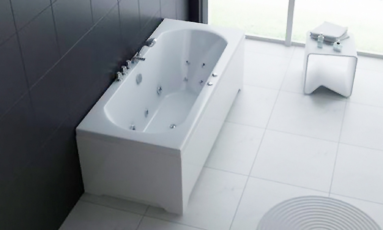Whirlpool Indoor Spa Badewanne VILLA GABRIELA 170 x 75 cm weiß LED Massagedüsen