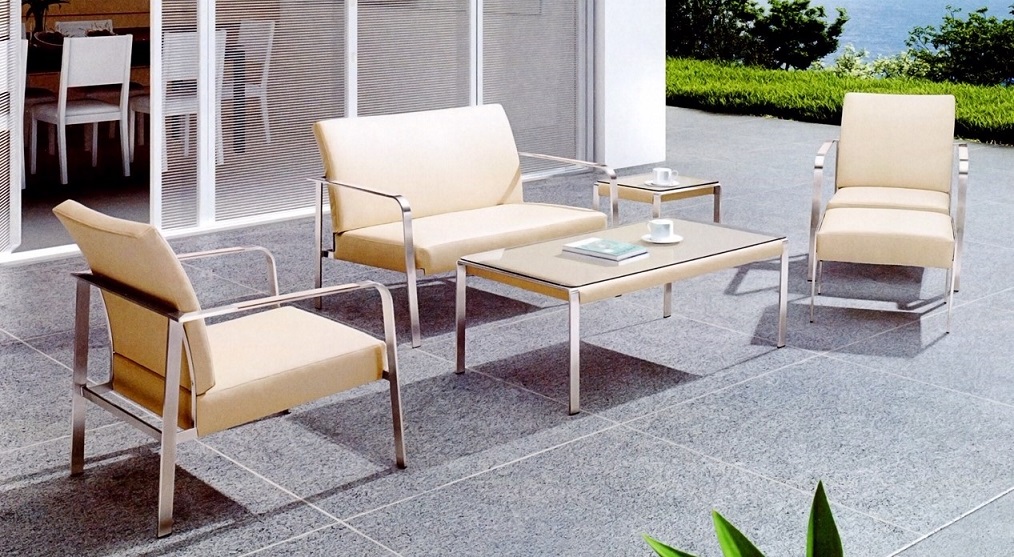 Gartenmöbel Lounge Möbel Set APHRODITE beige 4-Teilig Garten Terrasse Balkon Wetterbeständig