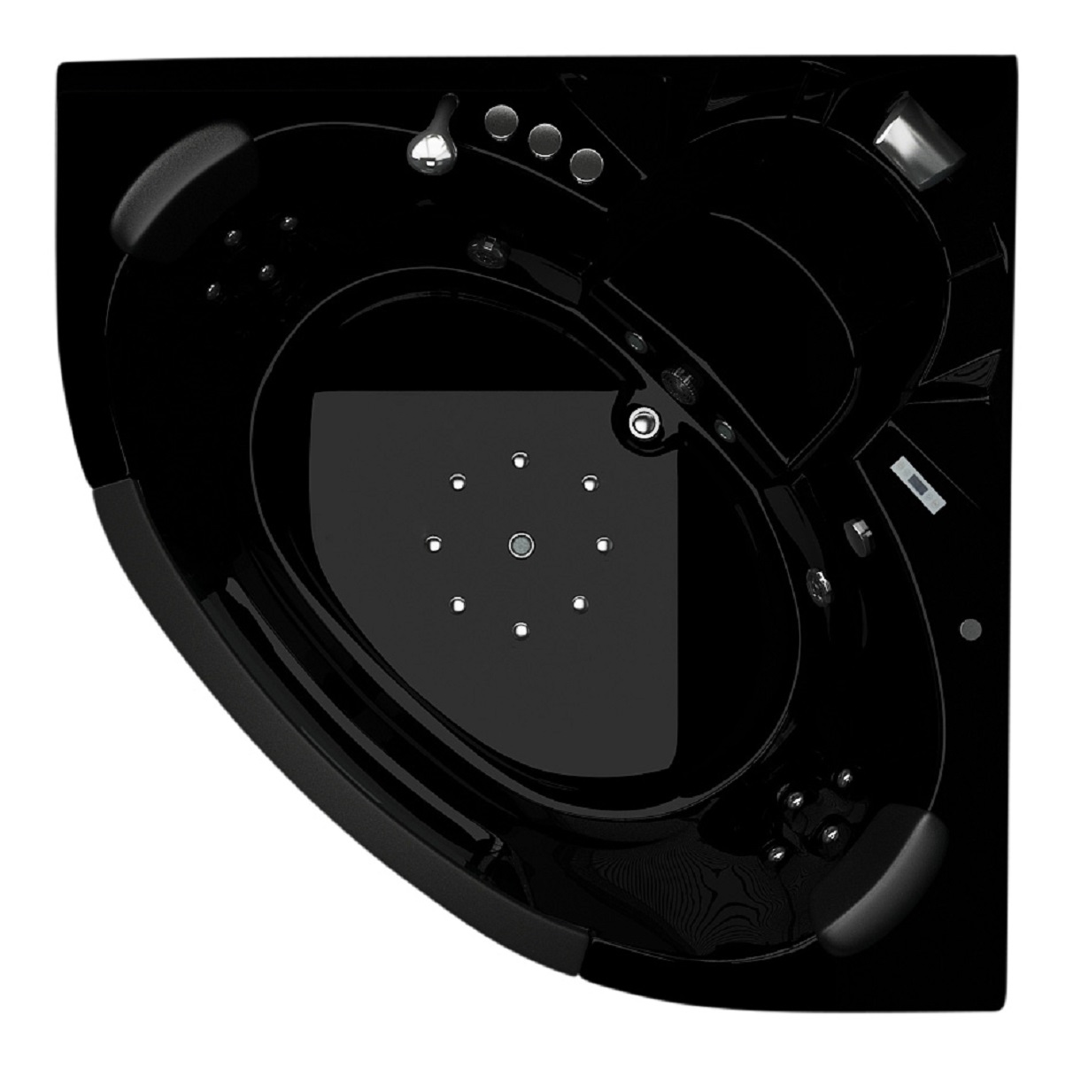 Whirlpool Indoor Spa Badewanne Eckbadewanne VILLA CARLOTTA schwarz 1530 x 1530 mm LED