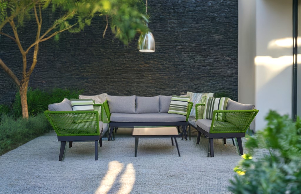 Gartenset Loungemöbel Cuba hochwertiges Gartenset Grün – Wetterfest & Stilvoll