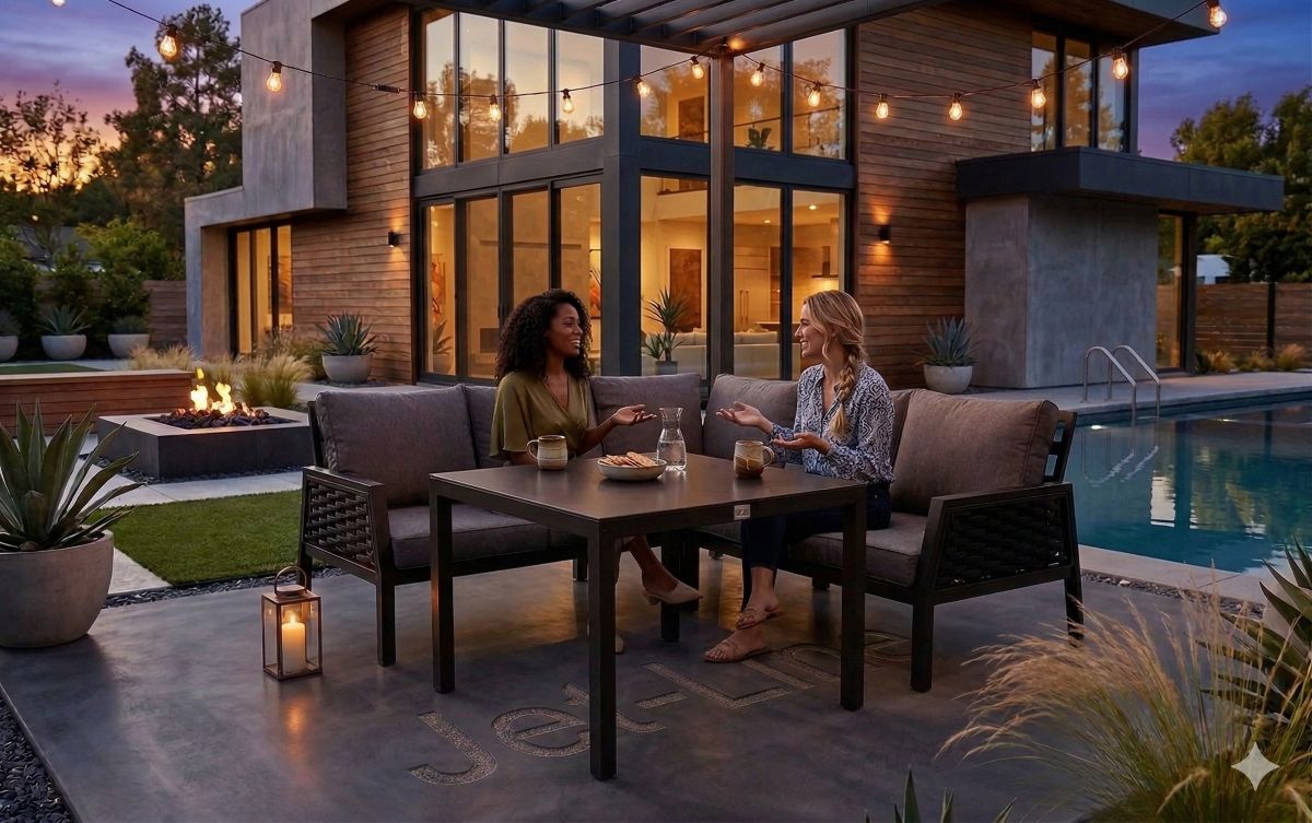 Gartenmöbel Garten lounge ARIANA schwarz 3-Teilig mit Kissen Garten Terrasse Balkon Wetterbeständig