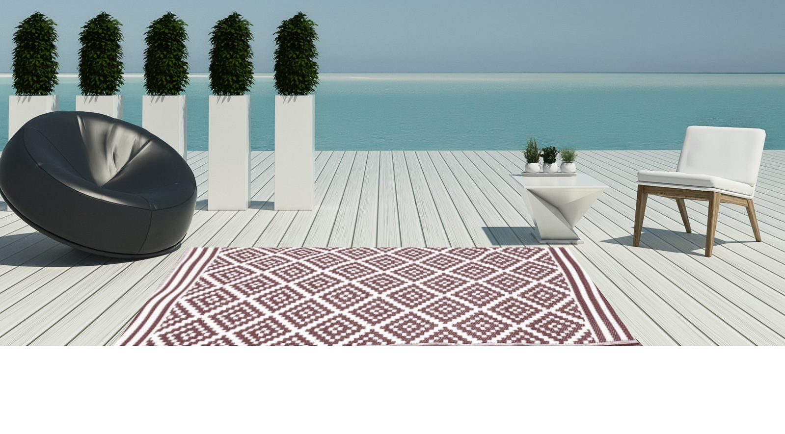 Outdoor Gartenteppich Kunststoffteppich Austin braun 150x240cm Terrasse Balkon Teppich