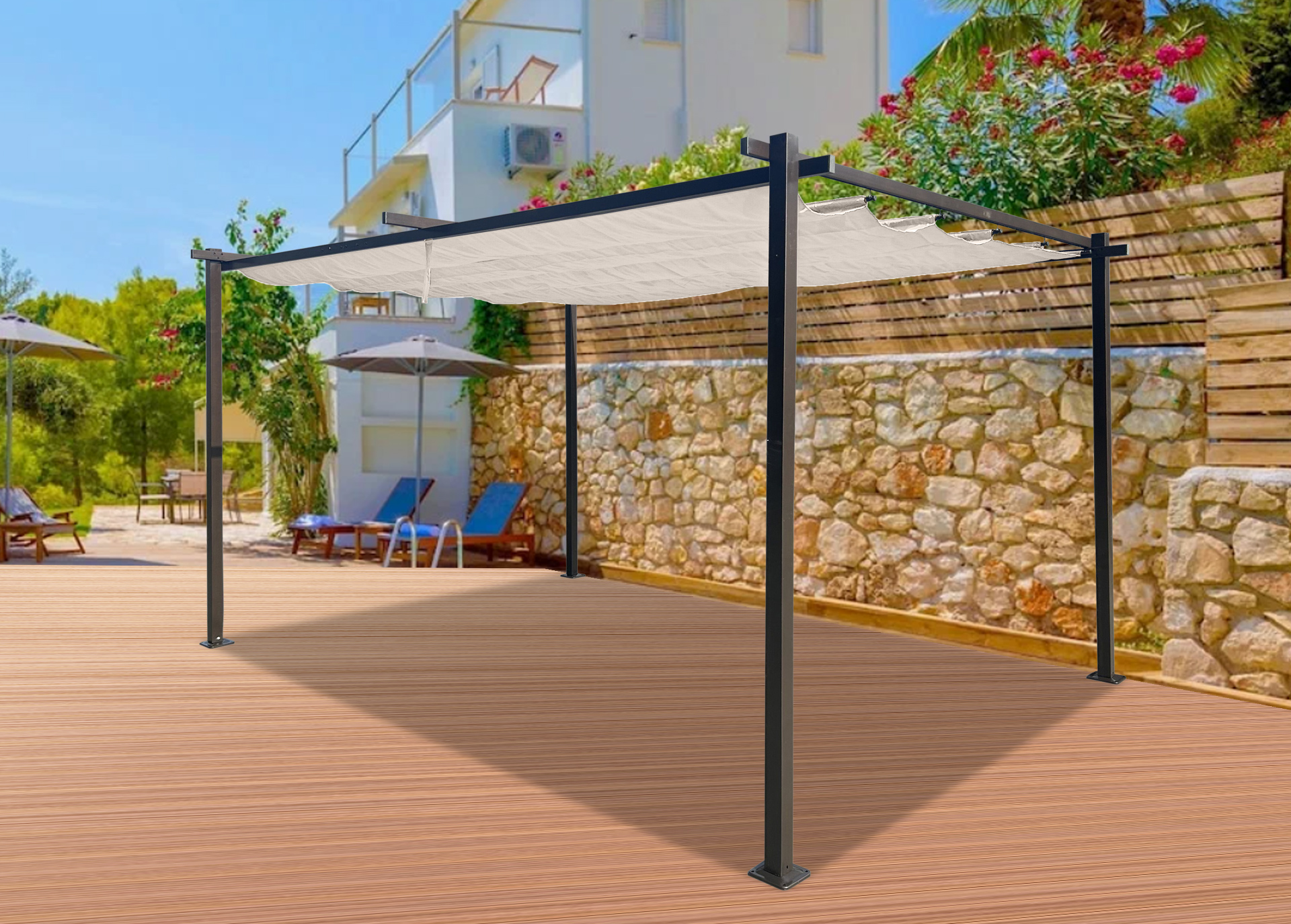 Pavillon Gartenpavillon 3x3m braun Kairo Light UV-Schutz Wasserabweisende Überdachung Sonnenschutz