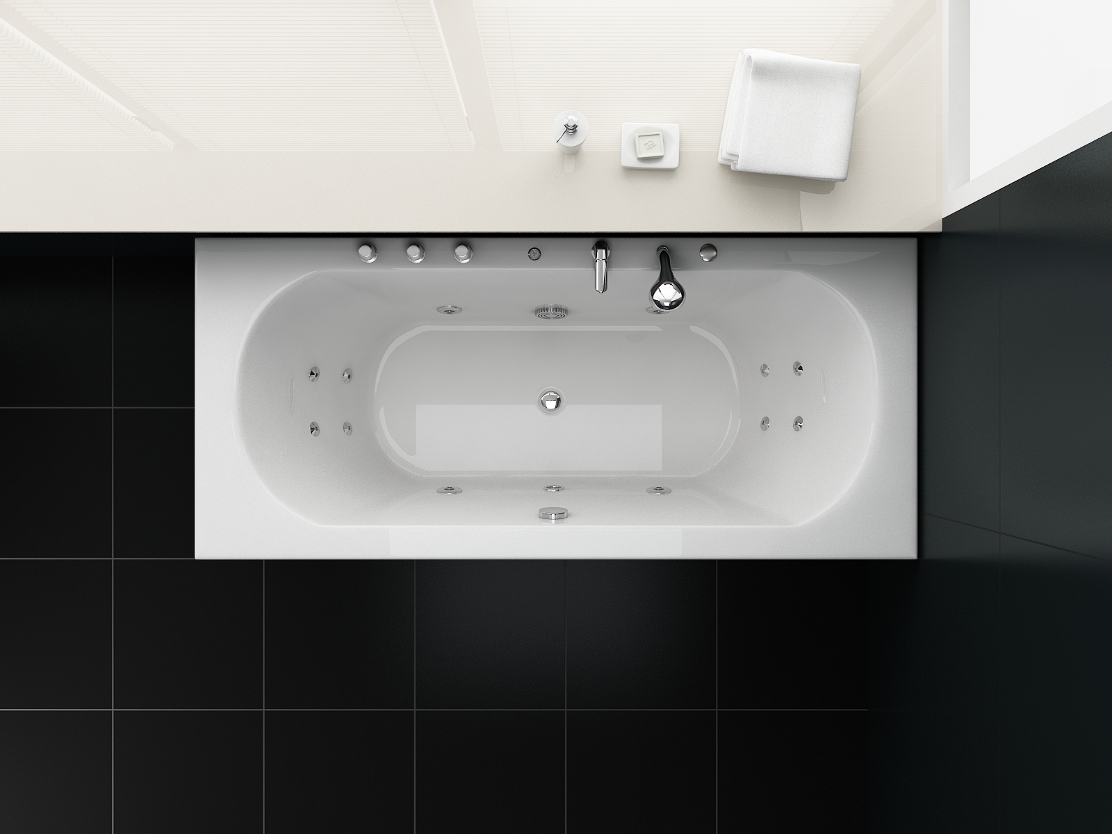 Whirlpool Indoor Spa Badewanne VILLA GABRIELA 170 x 75 cm weiß LED Massagedüsen