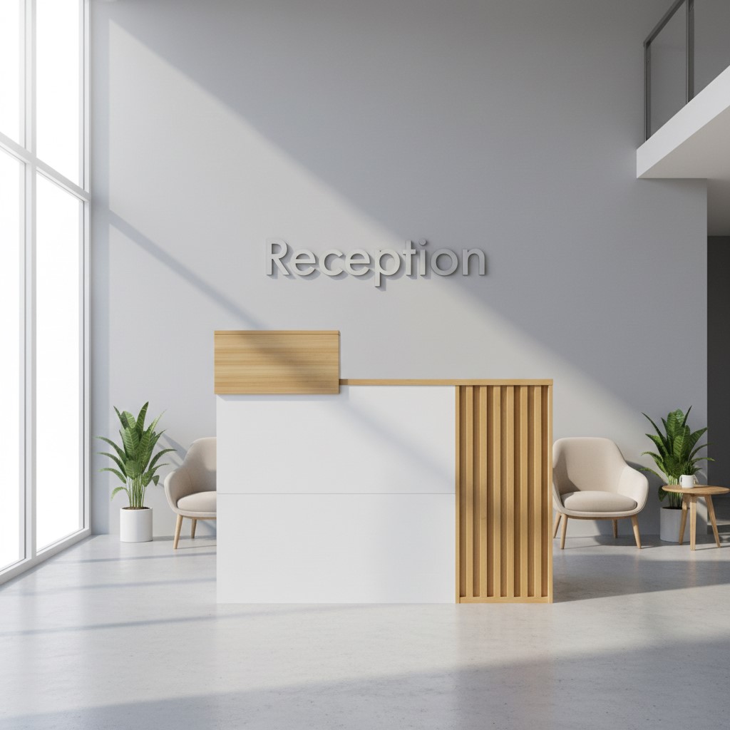 Empfangstheke Tresen für Ihr Büro Avignon weiß Eiche Salon Kanzlei  Praxis Möbel von Jet-Line