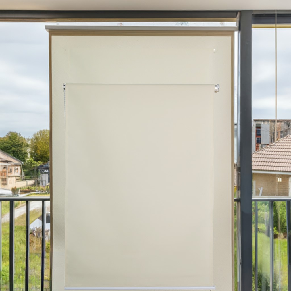 Vertikalmarkise Balkonmarkise Beschattung Sichtschutzrollo 120 cm x 230 cm beige Außenrollo Garten