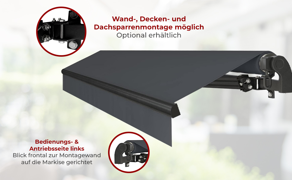 Markise Gelenkarmmarkise Suncare 3.5x2.5 m anthrazit Sonnenschutz UV-Schutz Terrasse Garten