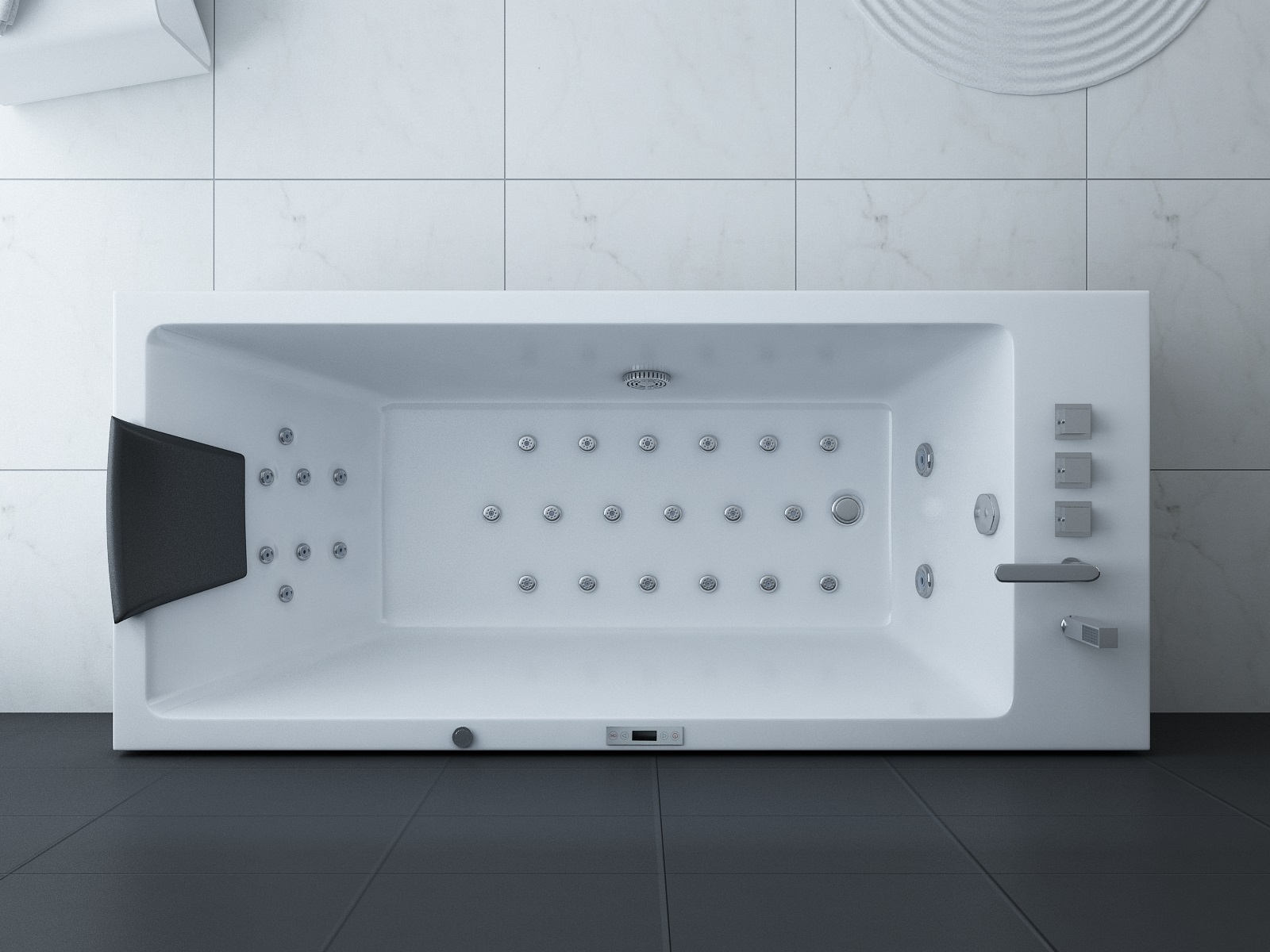 Whirlpool Indoor Spa Badewanne Whirlwanne VILLA ANTONELLI weiß 1800x 800 mm mit LED