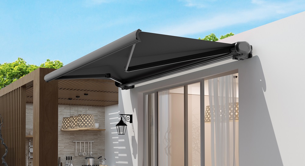 Markise Vollkassettenmarkise elektrisch 4x3m anthrazit Sunray Kassettenmarkise UV-Schutz Balkon