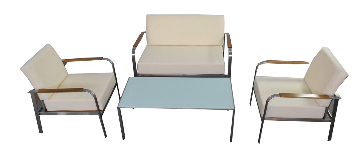 Gartenmöbel Lounge Möbel Set APHRODITE beige 4-Teilig Garten Terrasse Balkon Wetterbeständig