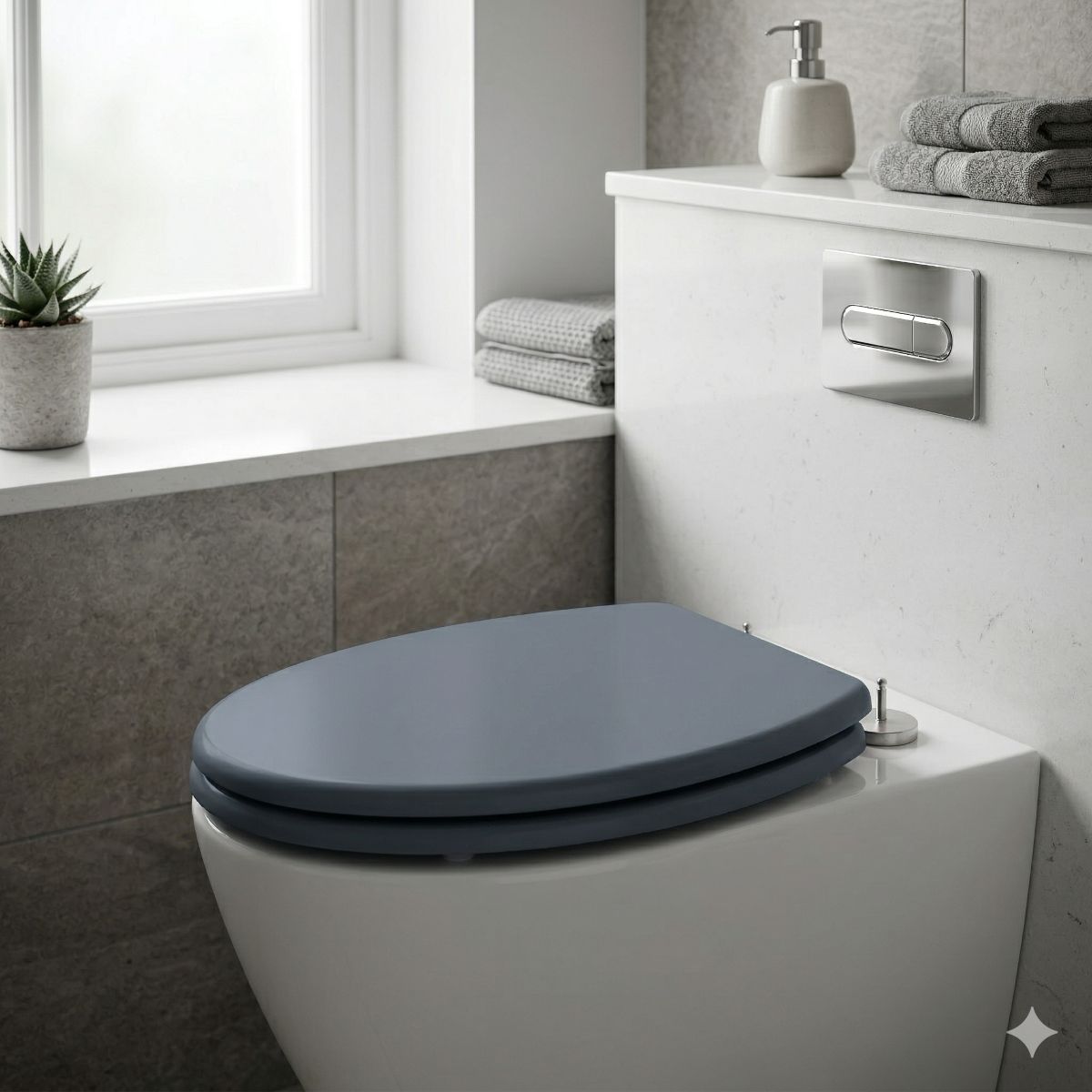 WC Sitz mit Softclose Toilettensitz in grau WC Deckel