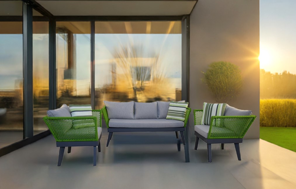 Gartenset Loungemöbel Cuba hochwertiges Gartenset Grün – Wetterfest & Stilvoll