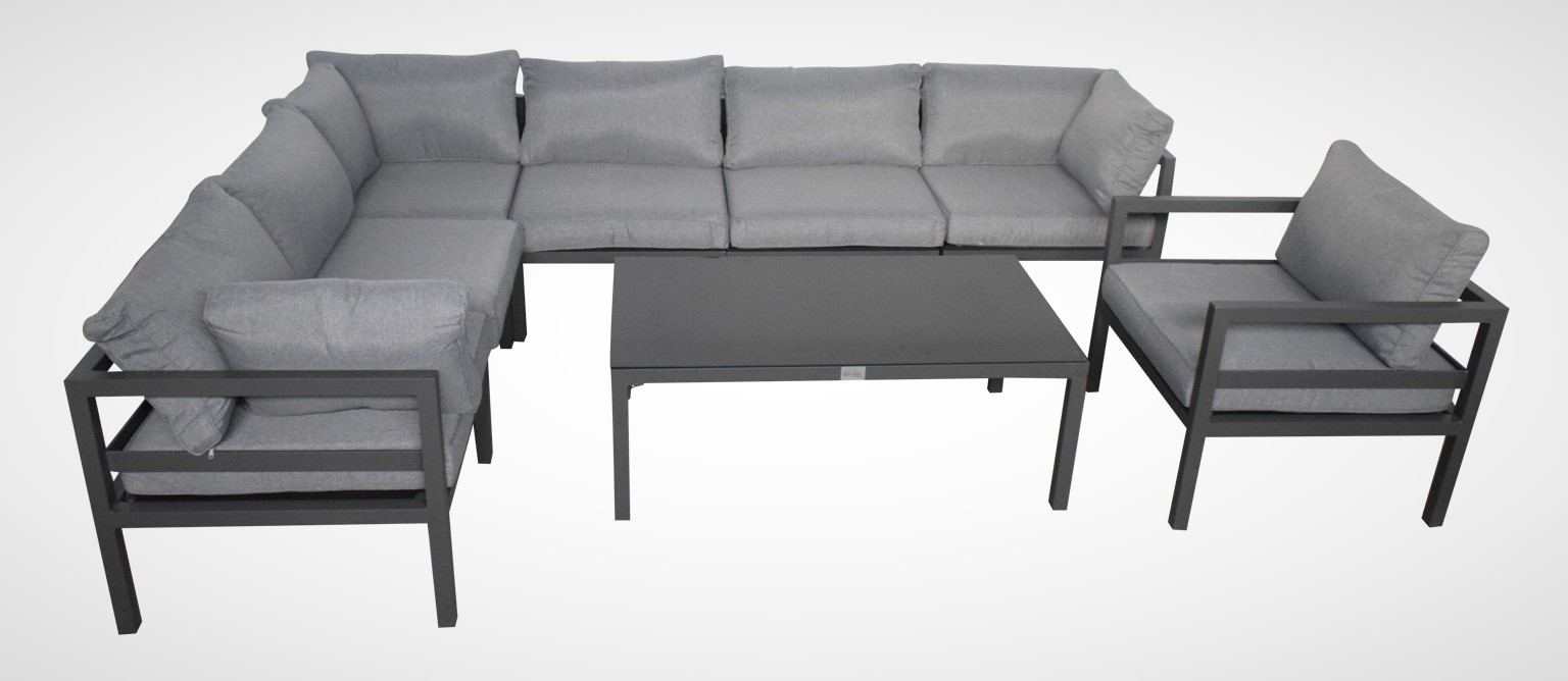 Jet-Line Gartenmöbel Ecklounge Garten  KRETA hellgrau Aluminium
