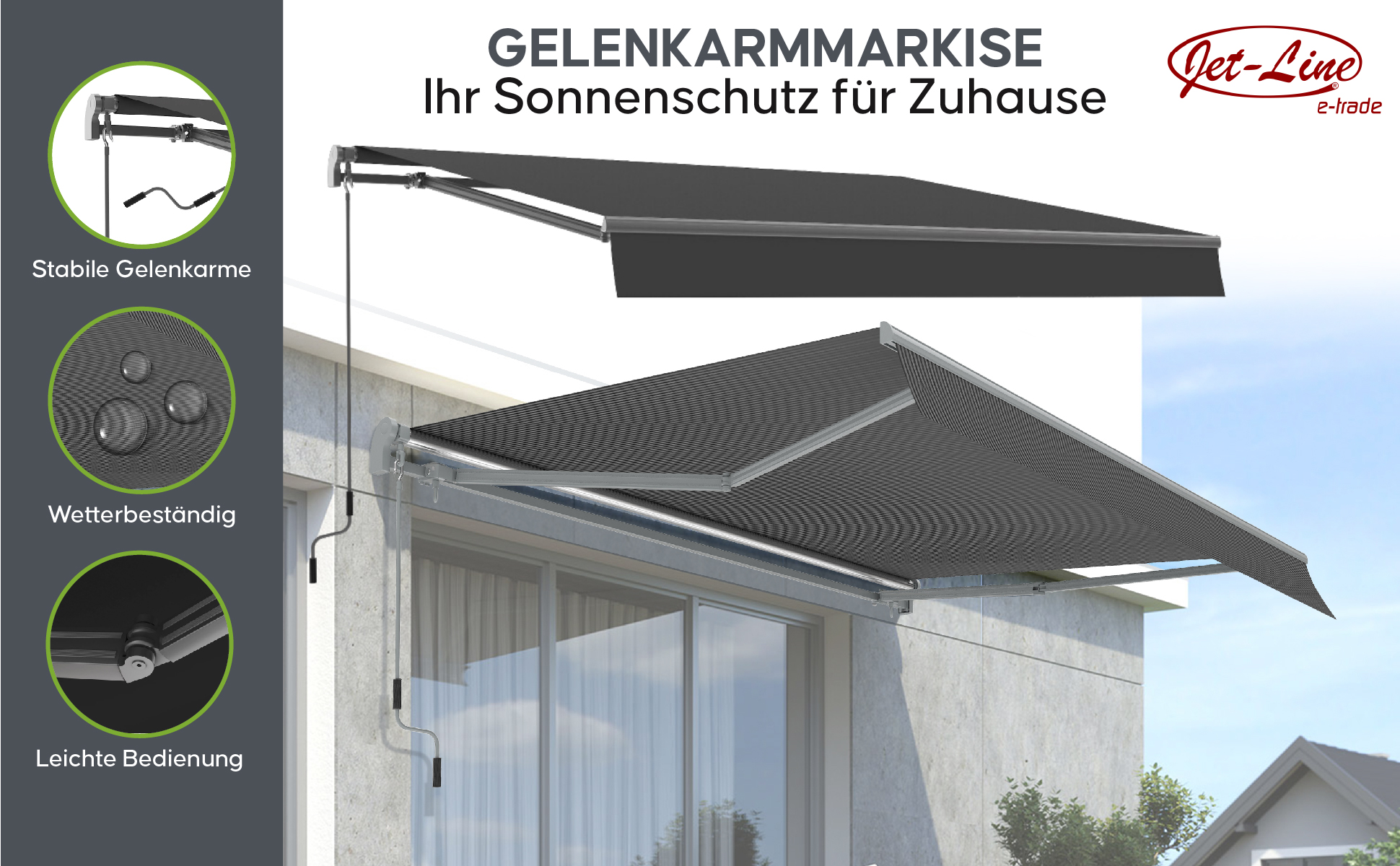 Gelenkarm Markise 5x3m Sunconnect anthrazit