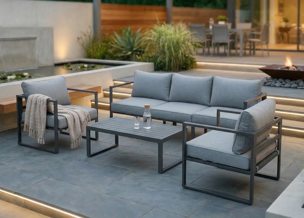 Jet-Line Gartenmöbel Lounge Garten  KRETA II hellgrau Aluminium