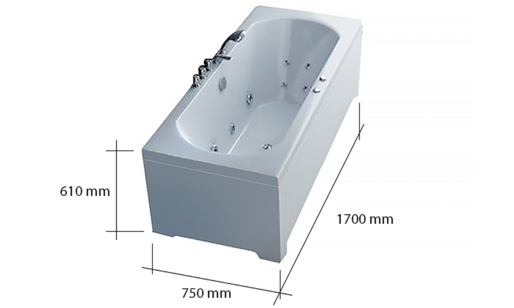 Whirlpool Indoor Spa Badewanne VILLA GABRIELA 170 x 75 cm weiß LED Massagedüsen