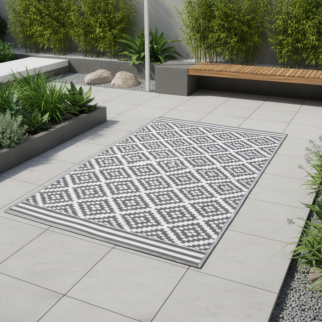 Gartenteppich Outdoor Kunststoffteppich grau Austin 150x240 cm Outdoor Terrasse Balkon