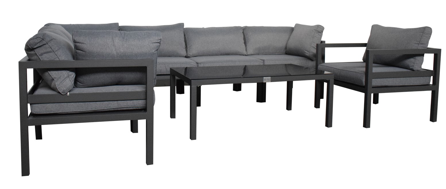 Jet-Line Gartenmöbel Ecklounge XXL Garten  KRETA hellgrau Aluminium