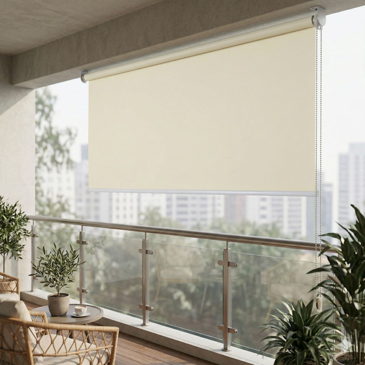Vertikalmarkise Balkonmarkise Jet-Line Sichtschutzrollo 1,4 x 2,3 m in beige Außenrollo Garten