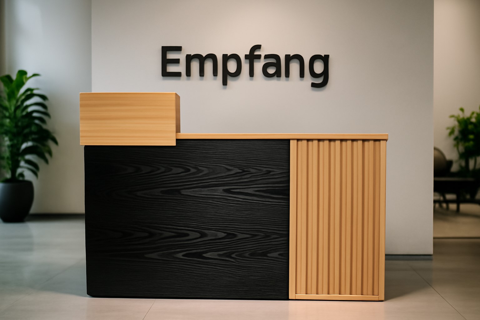Empfangstheke mit Arbeitsplatz Büro Praxis Salon Empfangstresen für Ihr Büro Avignon schwarz Eiche