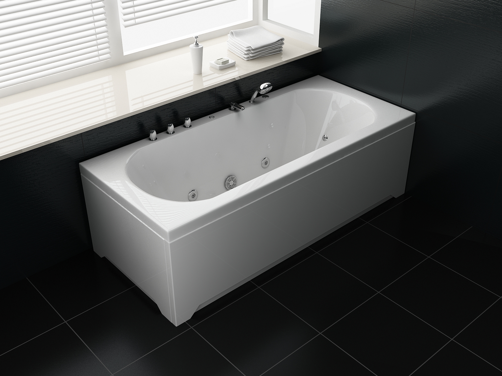 Whirlpool Indoor Spa Badewanne VILLA GABRIELA 170 x 75 cm weiß LED Massagedüsen