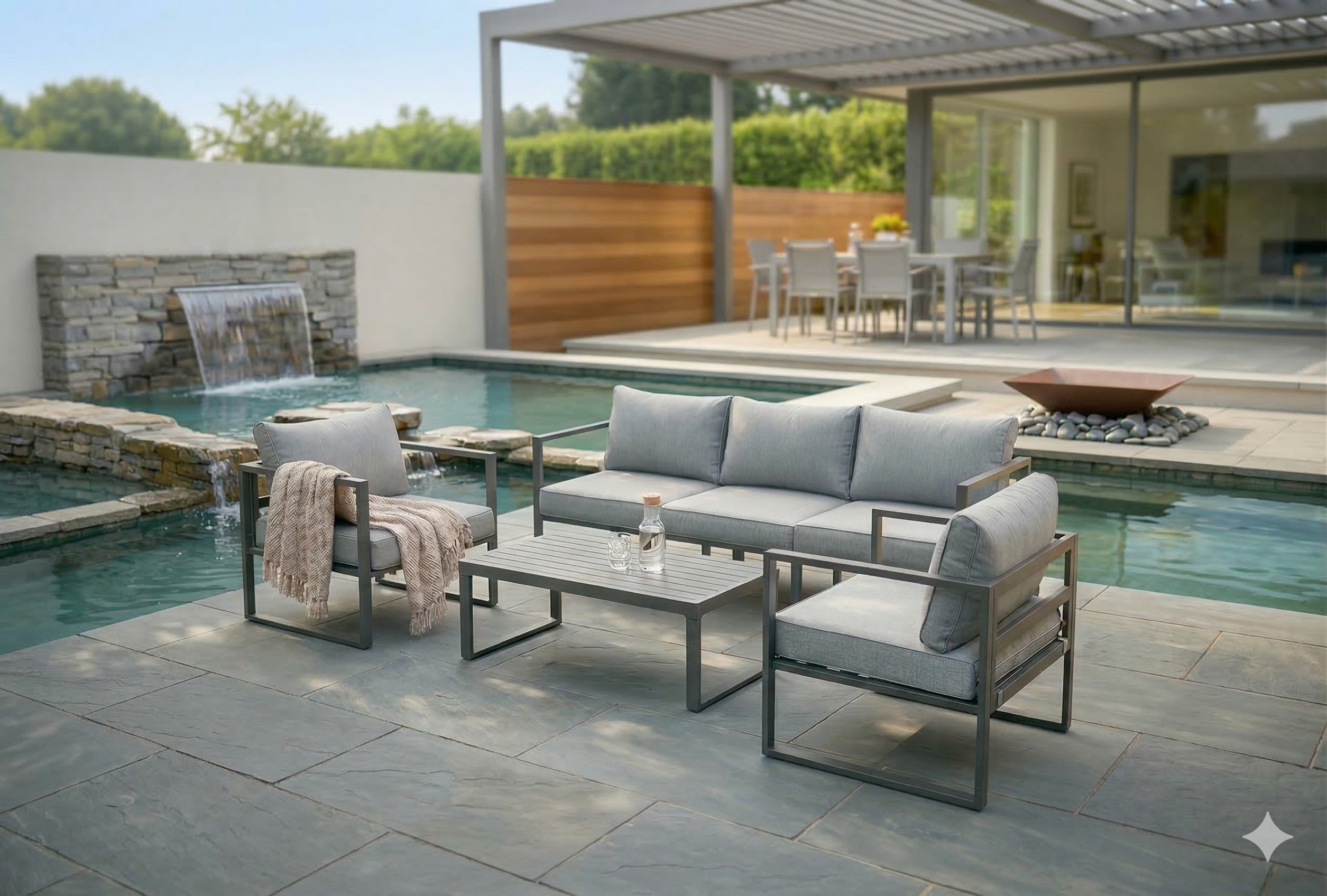 Jet-Line Gartenmöbel Lounge Garten  KRETA II hellgrau Aluminium